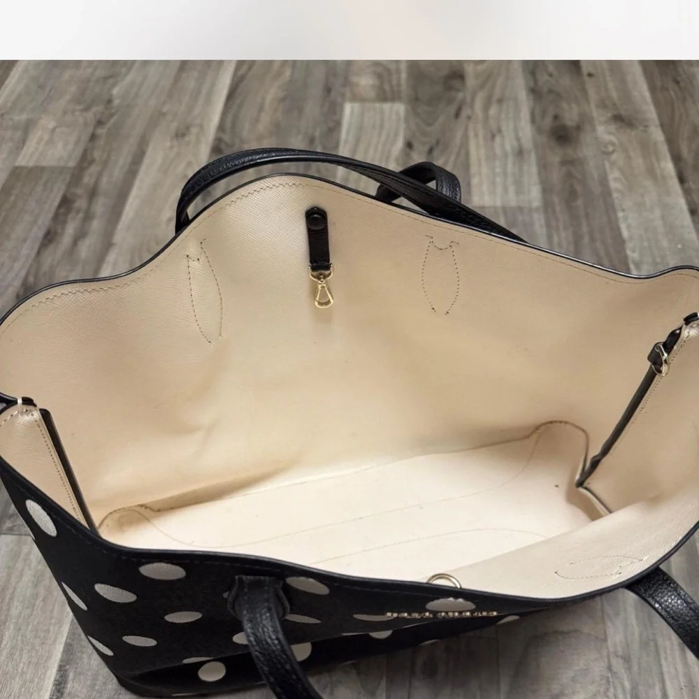 kate spade Black Tote with White Polka Dots